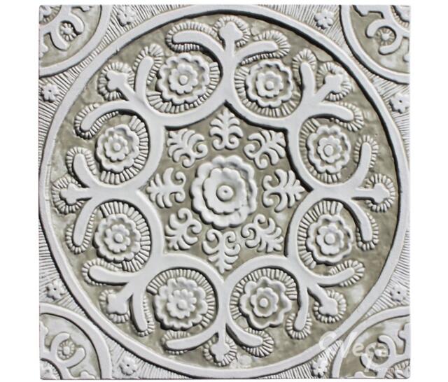 Ceramic Tiles With Suzani Design For Wall Decoration, Kitchen Art, Hanging, Handmade Tile, #1 30cm Beige&white - image 1