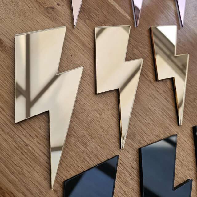 Mini Lightning Bolt Mirrors X 3 Bundle - Wall Art Dopamine Decor Lightening Thunderbolt Handmade - image 1