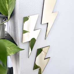 Mini Lightning Bolt Mirrors X 3 Bundle - Wall Art Dopamine Decor Lightening Thunderbolt Handmade - thumbnail 2