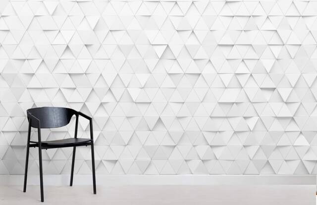 3D Geometric Wallpaper, White Triangle Mosaic Wall Mural, Peel & Stick - image 1