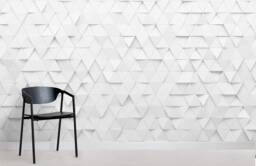 3D Geometric Wallpaper, White Triangle Mosaic Wall Mural, Peel & Stick - thumbnail 1
