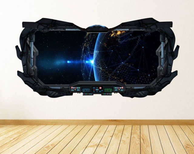 Constellations View 3D Spaceship Window Wall Decal - Earth Art Peel & Stick Removable & Repositionable