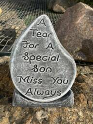 stone Garden Special Son Tear Drop Memorial Plaque Concrete Ornament - thumbnail 1