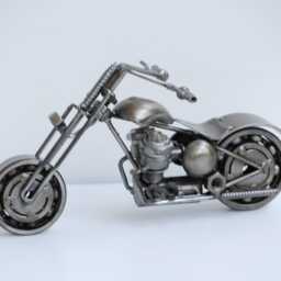 Scrap Metal Motorcycle Sculpture, Handmade Chopper Model, One-Of-A-Kind Valentine Gift - thumbnail 4