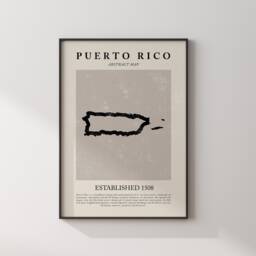Puerto Rico Map Vintage Abstract Wall Art Print Picasso + Matisse Inspired Travel Poster - thumbnail 1