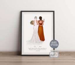 Personalised Gift For Bridesmaid, Maid Of Honour, Bride, Bridesmaid Gift, Print, Wedding Print - thumbnail 1