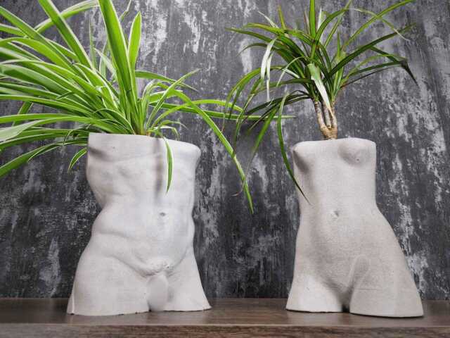 David & Venus Concrete Planters, Statue Plant Pot, Art Gift - image 1