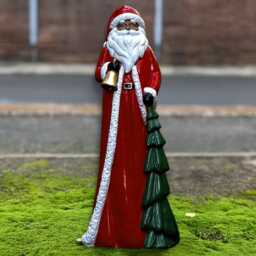 Stone Santa Claus Statue Charming Holiday Figurine Concrete Ornament Outdoor Festive Sculpture Home Christmas Decor Winter Gift Idea - thumbnail 2
