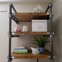 Industrial Scaffold Board Bookcase Steel Tube Shelving Unit - thumbnail 3