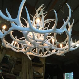 High Gloss White Large Antler Chandelier - thumbnail 2