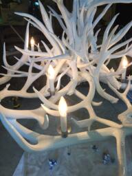High Gloss White Large Antler Chandelier