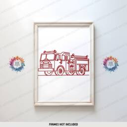 Minimal Fire Truck Prints - Nursery Decor - Set Of 3 Posters Transport Wall Art Kids Room Home Engine Print - thumbnail 3