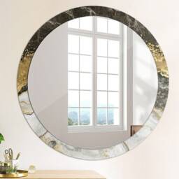 Marble & Gold, Round Mirror Frame, Decorative Mirror, Frame Print, Unique Wall - thumbnail 4