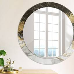 Marble & Gold, Round Mirror Frame, Decorative Mirror, Frame Print, Unique Wall - thumbnail 2