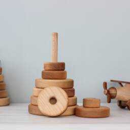 Wooden Stacking Pyramid For Toddler - Montessori Educational Toy, Sensory Waldorf Toys 1 2 Year Old, Baby Boy Girl First Birthday Gift - thumbnail 4