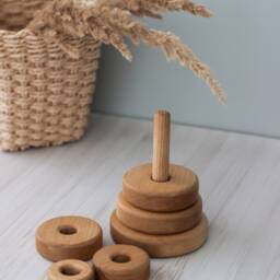 Wooden Stacking Pyramid For Toddler - Montessori Educational Toy, Sensory Waldorf Toys 1 2 Year Old, Baby Boy Girl First Birthday Gift - thumbnail 3