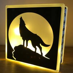 Wolf Howling At Moon Nightlight, Glass Light Block, Personalised Option - thumbnail 4