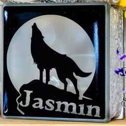 Wolf Howling At Moon Nightlight, Glass Light Block, Personalised Option - thumbnail 2