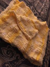 Hand Knitted Sun Rays Color Unisex Baby/Toddler Blanket