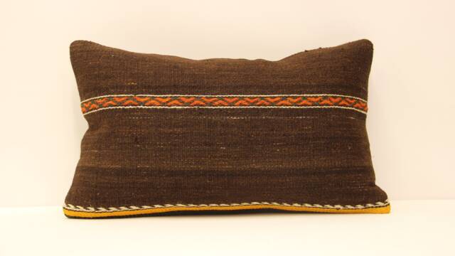 Lumbar Pillow 12x20 in - 20x50 cm Turkish Kilim Cover, Handmade Home Living Boho Pillow, Vintage Throw Covers Old Cushion, 4Oef-476 - image 1