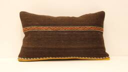 Lumbar Pillow 12x20 in - 20x50 cm Turkish Kilim Cover, Handmade Home Living Boho Pillow, Vintage Throw Covers Old Cushion, 4Oef-476