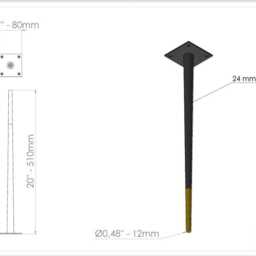 "Metal Coffee Table Legs , 20"" Bitlis - Brass Accented Steel Tapered Legs, Height 16" - thumbnail 2