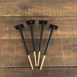 "Metal Coffee Table Legs , 20"" Bitlis - Brass Accented Steel Tapered Legs, Height 16" - thumbnail 3