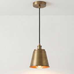 Hanging Light - Elegant Antique Brass Cone - Luxury Modern Ceiling Lamp For Kitchen, Caf?? And, Living Room, Bedroom Home Decor - thumbnail 3