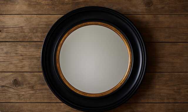 Round Porthole Mirror Black & Gold - Convex Fisheye Wall 74cm Dia- Traditional Hallway Decor Circular Bathroom Nautical - image 1