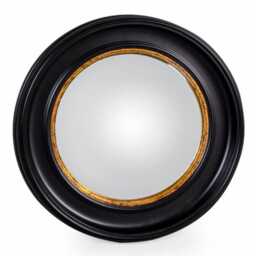 Round Porthole Mirror Black & Gold - Convex Fisheye Wall 74cm Dia- Traditional Hallway Decor Circular Bathroom Nautical - thumbnail 2
