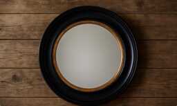 Round Porthole Mirror Black & Gold - Convex Fisheye Wall 74cm Dia- Traditional Hallway Decor Circular Bathroom Nautical - thumbnail 1
