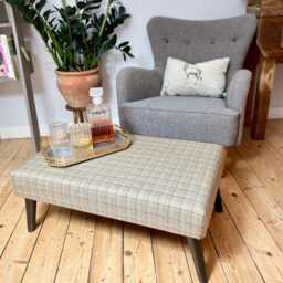 Large Tartan Coffee Table Upholstered Footstool Tweed & Checked Fabric, Sizes Ranges - thumbnail 2