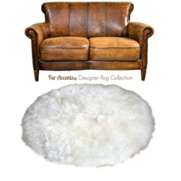 Round Faux Sheepskin Rug - Shaggy Plush Area Rug, Handmade in Usa - thumbnail 1