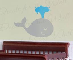 Whale Wall Decal Vinyl Graphic Mural Water Spout Ocean Kid Room Class Classroom Nursery Playroom Sticker Art Decor Large Decoration Sign G50 - thumbnail 1