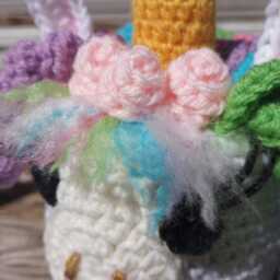 Crochet Unicorn Toilet Paper Cover Kids Bathroom Decor - thumbnail 2