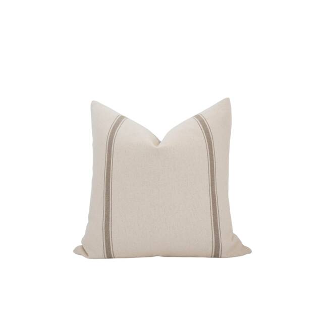 Austin -- Cream Beige Stripe Pillow Cover Vintage Farmhouse Throw Pillow, Neutral Stripe, Tan Cottage Style - image 1