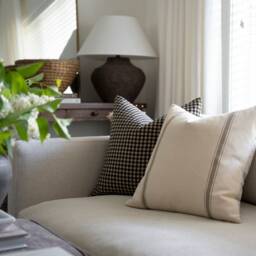 Austin -- Cream Beige Stripe Pillow Cover Vintage Farmhouse Throw Pillow, Neutral Stripe, Tan Cottage Style - thumbnail 3