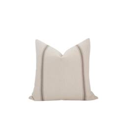Austin -- Cream Beige Stripe Pillow Cover Vintage Farmhouse Throw Pillow, Neutral Stripe, Tan Cottage Style - thumbnail 1