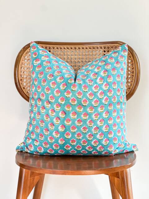 Indian Block Print Pillow Cover , Cotton Voile Hand Mede - image 1