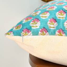 Indian Block Print Pillow Cover , Cotton Voile Hand Mede - thumbnail 4