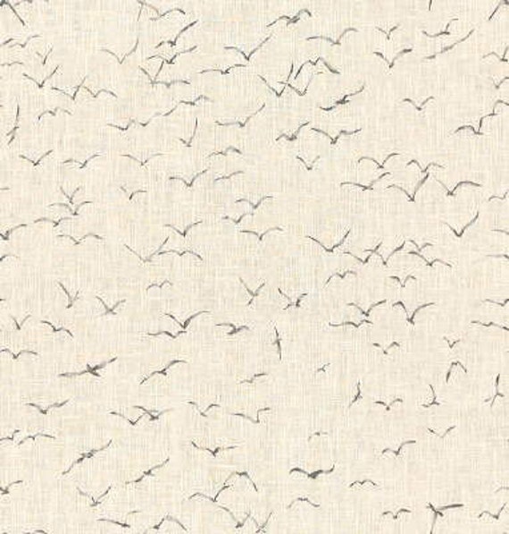 Seagulls Linen Lumbar Pillow Cover Thom Filicia Fog Gray Stripe - image 1