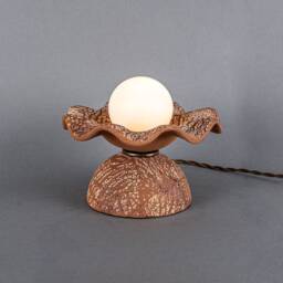 Rivale Table Lamp With Wavy Ceramic Shade Red Iron 8.25