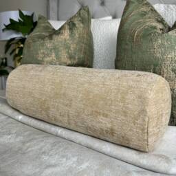 "Decorative Cushion For Sofa Or Bed, Scatter Gold - Beige Cushion, Designer Furnishing Fabric John Lewis Design Project, Bolster 16""x6" - thumbnail 1