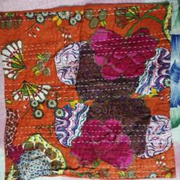 Pillowcase 16x16 Two Set Of New Kantha Cushion Cover, Floral Print Home Decor Pillowcase - thumbnail 2