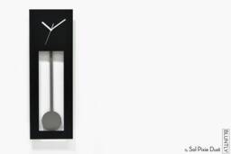Bluntly Modern Design - Grandfather Pendulum Wall Clock/Table Customize Black Frame Concrete - The Main Photo