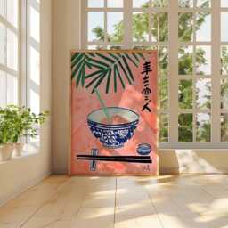 Japanese Ramen Poster, Modern Minimalist Kitchen Wall Art, Asian Food Print, Contemporary Dining Decor, Noodle Bowl Illustration - thumbnail 3