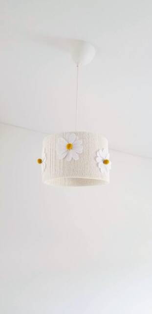Daisy Flower Lampshade Macrame Bohemian Girl Room Light - image 1