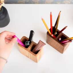 Personalized Wooden Makeup Brush Holder Elegant Vanity Organizer & Gift For Lovers - thumbnail 2