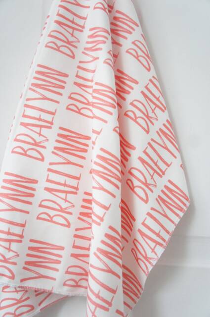 Personalized Organic Cotton Baby Blanket - Coral Name Swaddle - image 1
