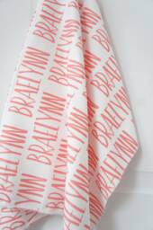 Personalized Organic Cotton Baby Blanket - Coral Name Swaddle